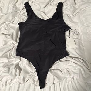 Leith thong tank top bodysuit. Black, size L. Snap closure. With tags, un-worn.